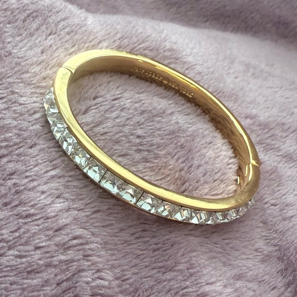 Kate Spade “Neapolitan” Gold and Silver Crystal Hinged Bangle Bracelet - Picture 4 of 4